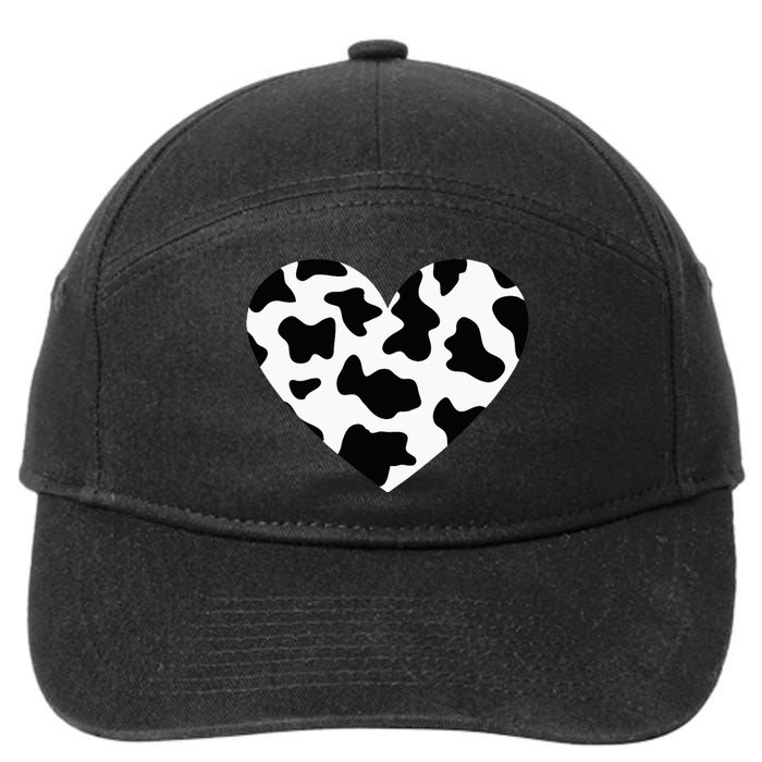 Awesome Cow Print Black & White Print Heart 7-Panel Snapback Hat