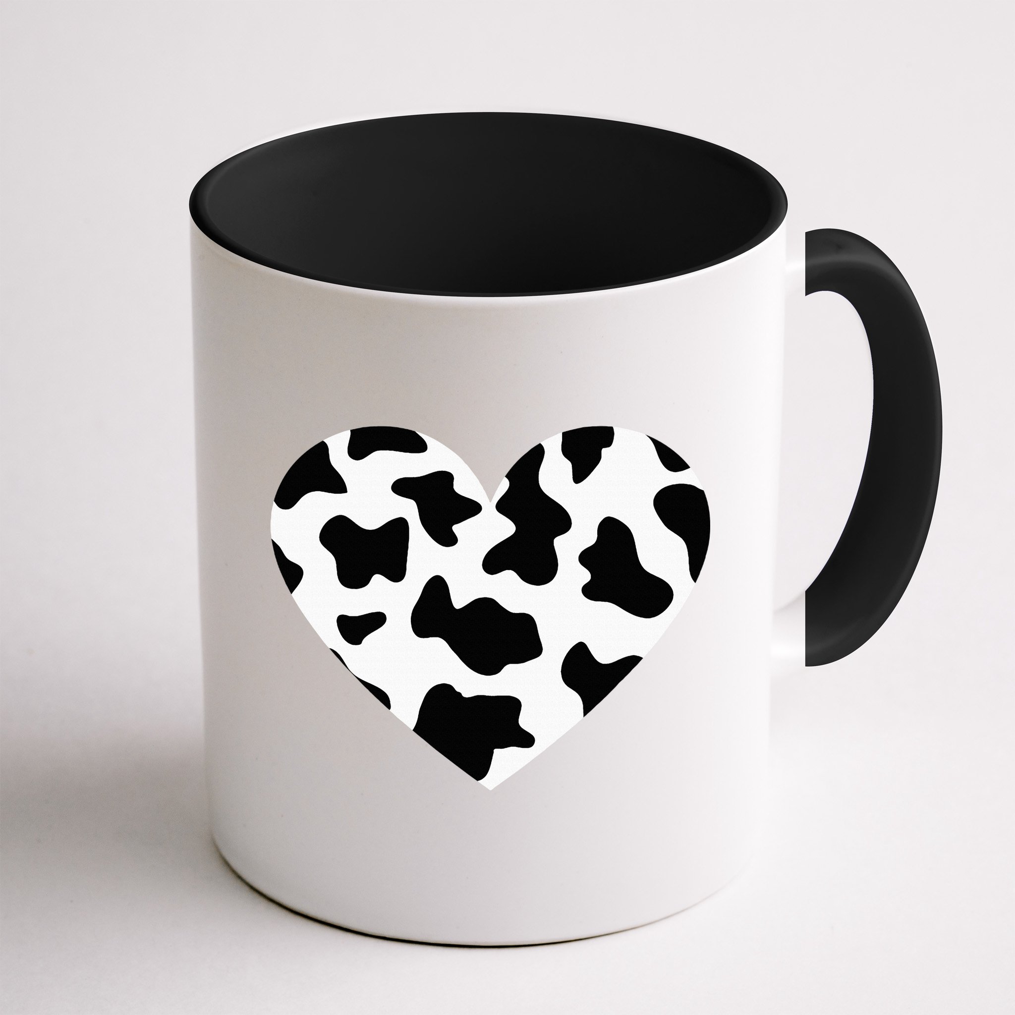 Awesome Cow Print Black & White Print Heart Mug