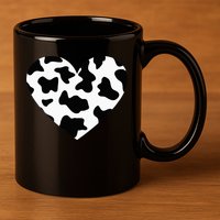 Awesome Cow Print Black & White Print Heart 11oz C Handle Ceramic Mug