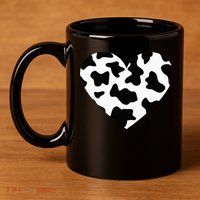 Awesome Cow Print Black & White Print Heart 11oz C Handle Ceramic Mug
