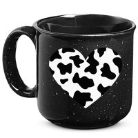Awesome Cow Print Black & White Print Heart 15oz Campfire Ceramic Mug