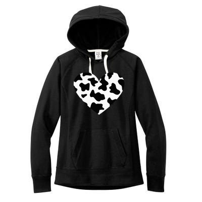 Awesome Cow Print Black & White Print Heart Women's Fleece Hoodie