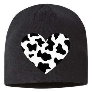 Awesome Cow Print Black & White Print Heart Sustainable Beanie