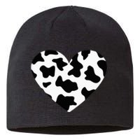 Awesome Cow Print Black & White Print Heart Sustainable Beanie