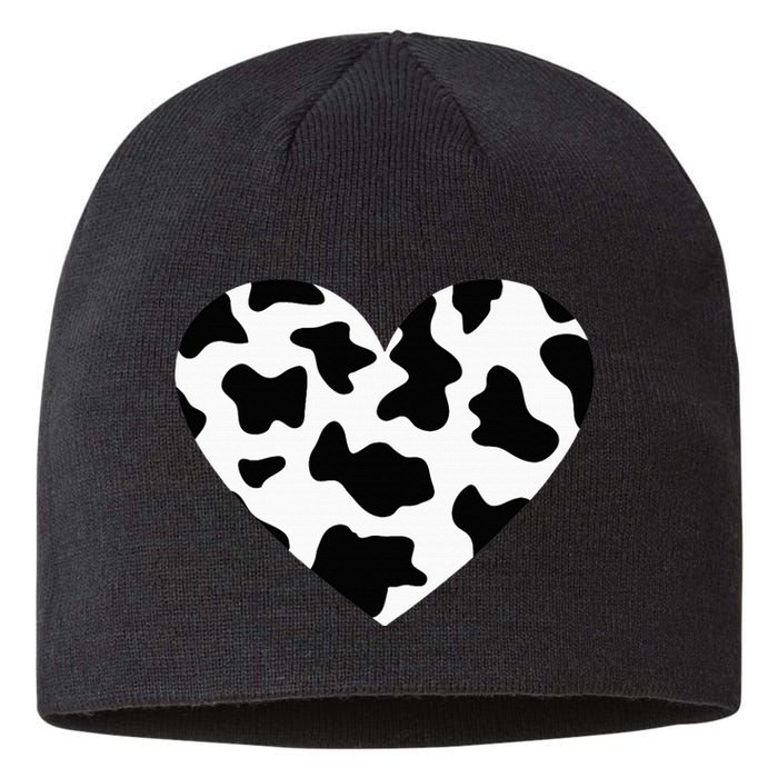 Awesome Cow Print Black & White Print Heart Sustainable Beanie