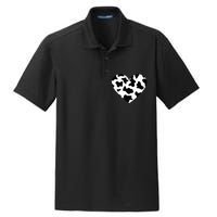 Awesome Cow Print Black & White Print Heart Dry Zone Grid Polo