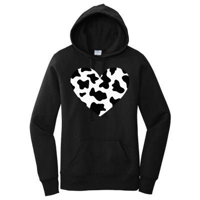 Awesome Cow Print Black & White Print Heart Women's Pullover Hoodie