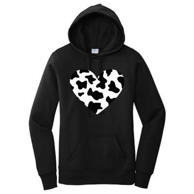 Awesome Cow Print Black & White Print Heart Women's Pullover Hoodie