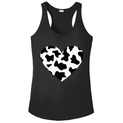 Awesome Cow Print Black & White Print Heart Ladies PosiCharge Competitor Racerback Tank