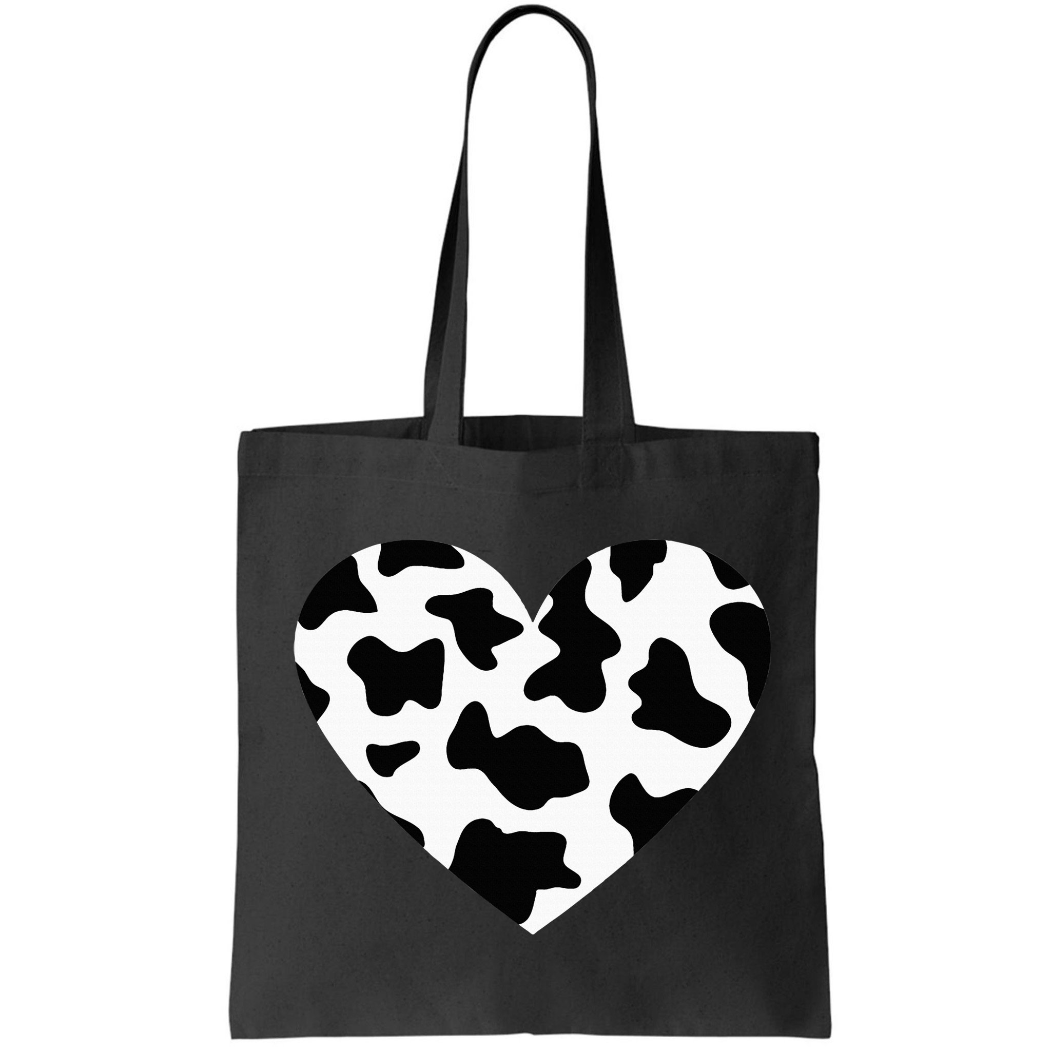 Awesome Cow Print Black & White Print Heart Bag