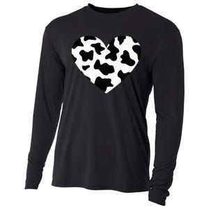 Awesome Cow Print Black & White Print Heart Cooling Performance Long Sleeve Crew