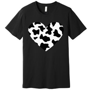 Awesome Cow Print Black & White Print Heart Premium T-Shirt