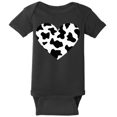 Awesome Cow Print Black & White Print Heart Baby Bodysuit