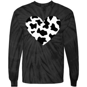 Awesome Cow Print Black & White Print Heart Tie-Dye Long Sleeve Shirt