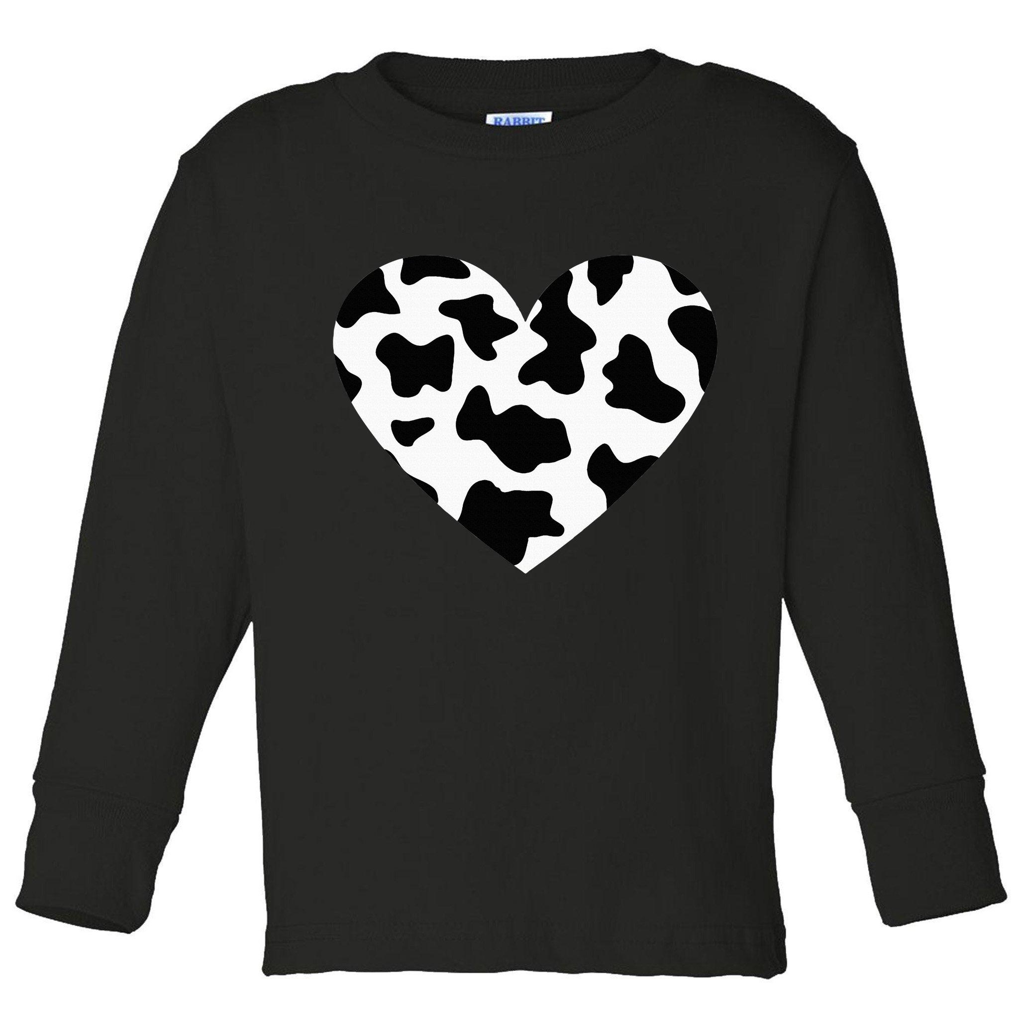 Awesome Cow Print Black & White Print Heart Toddler Long Sleeve Shirt