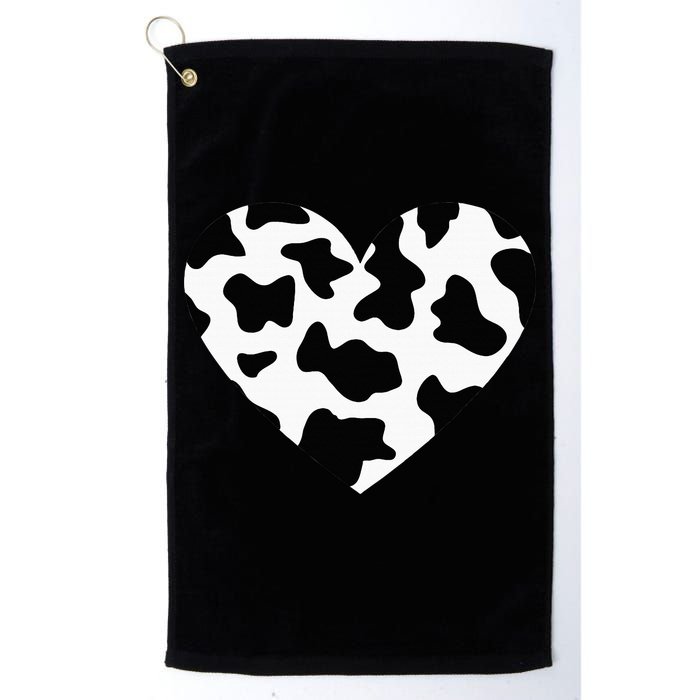 Awesome Cow Print Black & White Print Heart Golf Towel