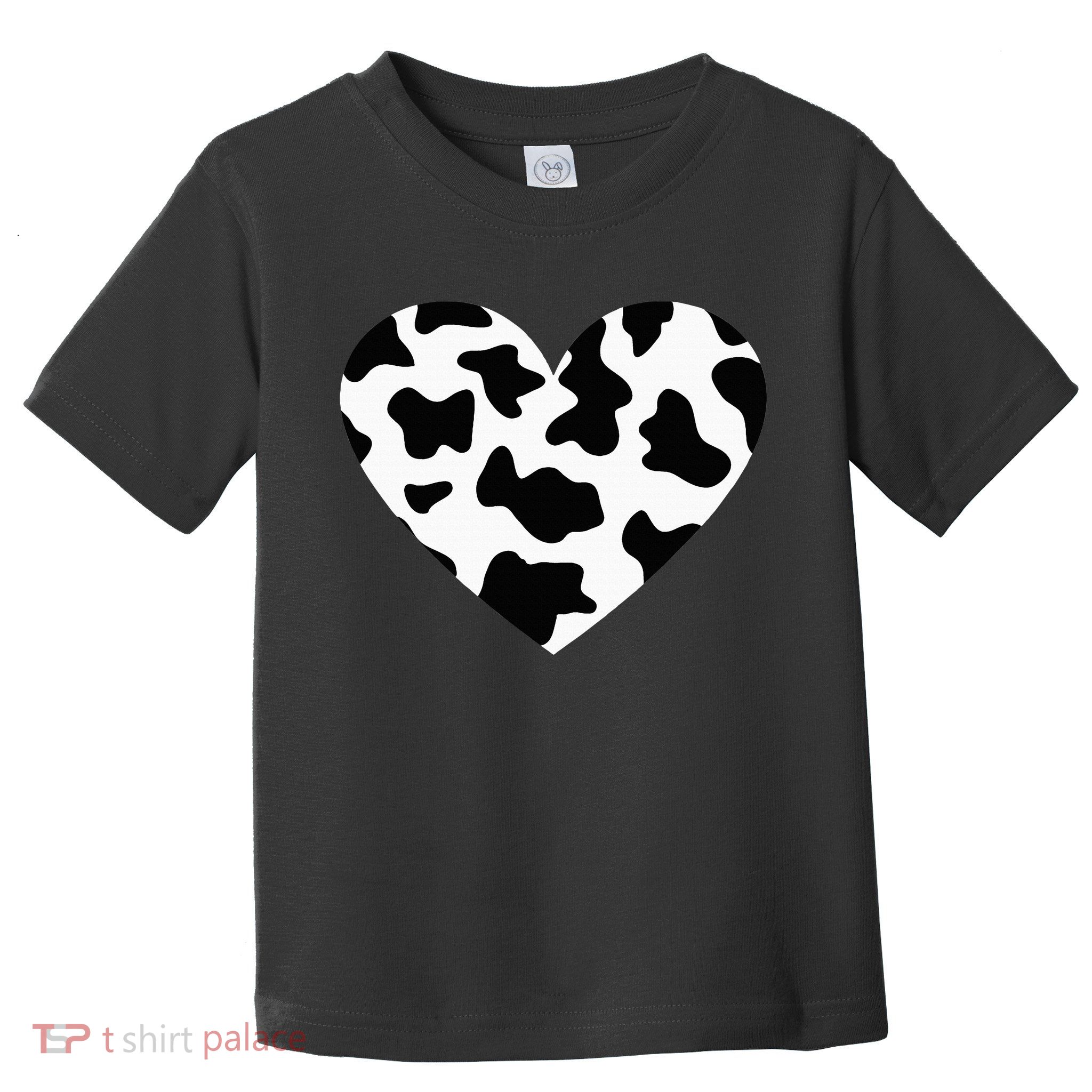 Awesome Cow Print Black & White Print Heart Toddler T-Shirt