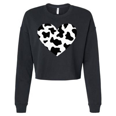 Awesome Cow Print Black & White Print Heart Cropped Pullover Crew