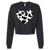 Awesome Cow Print Black & White Print Heart Cropped Pullover Crew