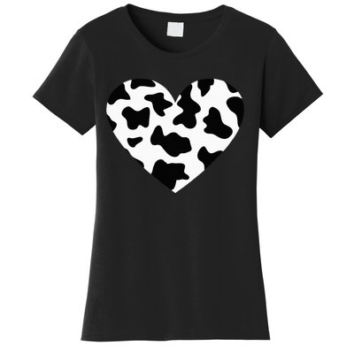 Awesome Cow Print Black & White Print Heart Women's T-Shirt