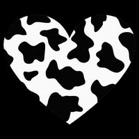 Awesome Cow Print Black & White Print Heart Short Acrylic Beanie