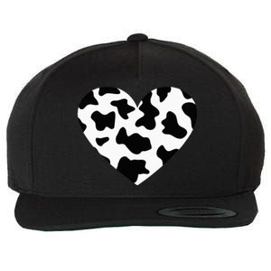 Awesome Cow Print Black & White Print Heart Wool Snapback Cap