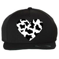 Awesome Cow Print Black & White Print Heart Wool Snapback Cap