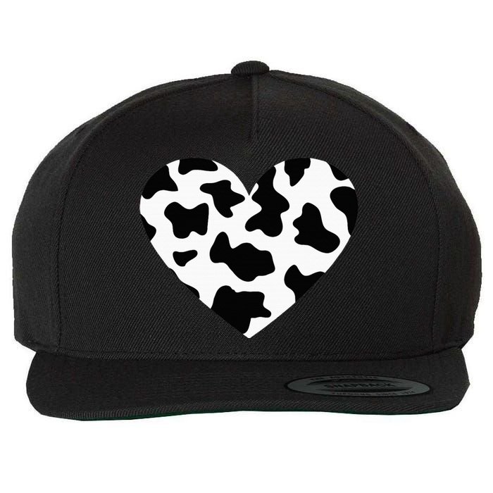 Awesome Cow Print Black & White Print Heart Wool Snapback Cap