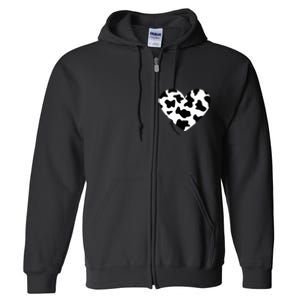 Awesome Cow Print Black & White Print Heart Full Zip Hoodie