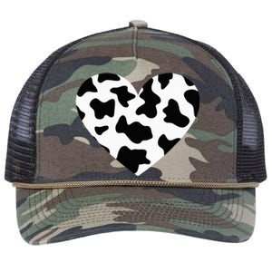 Awesome Cow Print Black & White Print Heart Retro Rope Trucker Hat Cap