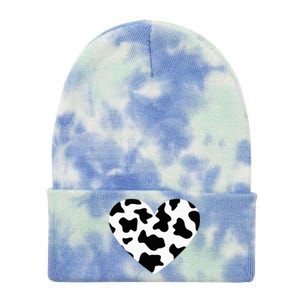 Awesome Cow Print Black & White Print Heart Tie Dye 12in Knit Beanie