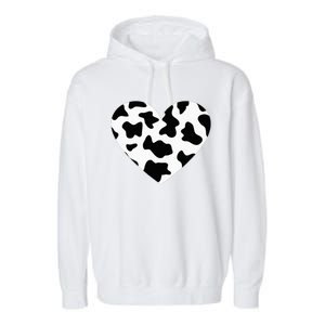 Awesome Cow Print Black & White Print Heart Garment-Dyed Fleece Hoodie