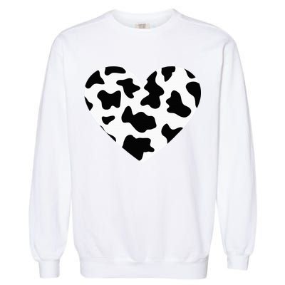Awesome Cow Print Black & White Print Heart Garment-Dyed Sweatshirt