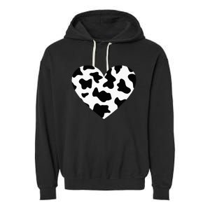 Awesome Cow Print Black & White Print Heart Garment-Dyed Fleece Hoodie