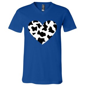 Awesome Cow Print Black & White Print Heart V-Neck T-Shirt