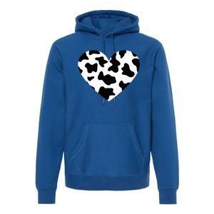 Awesome Cow Print Black & White Print Heart Premium Hoodie