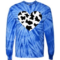 Awesome Cow Print Black & White Print Heart Tie-Dye Long Sleeve Shirt