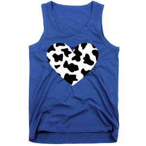 Awesome Cow Print Black & White Print Heart Tank Top