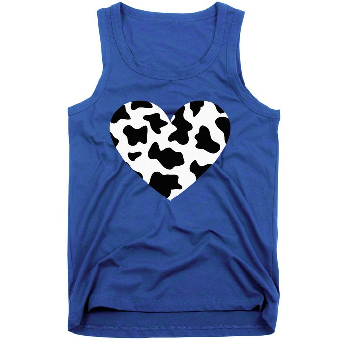 Awesome Cow Print Black & White Print Heart Tank Top