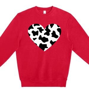 Awesome Cow Print Black & White Print Heart Premium Crewneck Sweatshirt