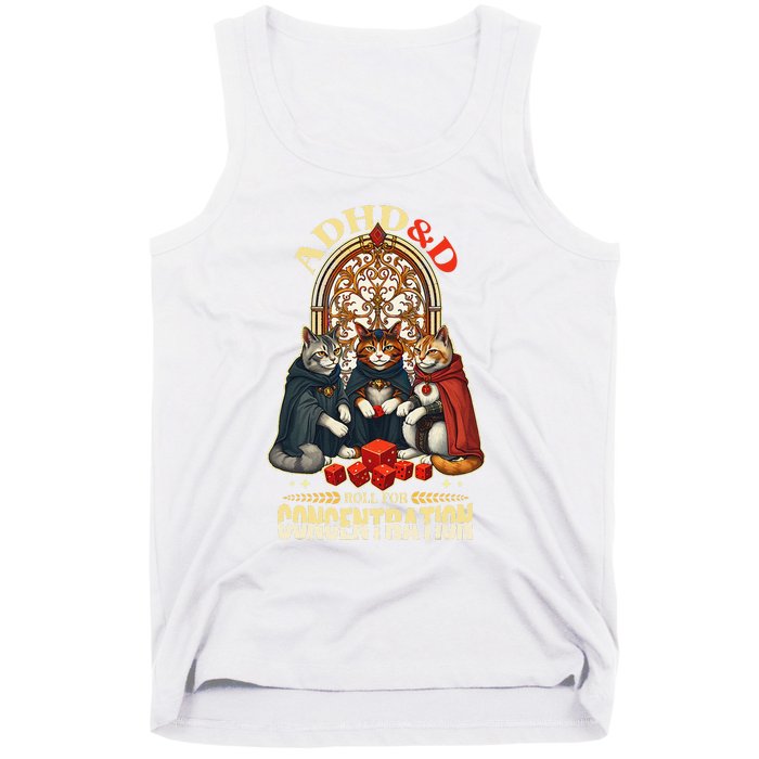 Adhd Cats Roll For Concentration Rpg Gamer Tank Top