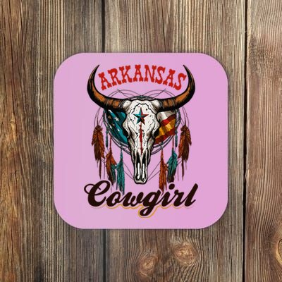 Arkansas Cowgirl Rodeo Western Country Longhorn Skull Coaster