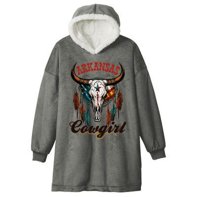 Arkansas Cowgirl Rodeo Western Country Longhorn Skull Hooded Wearable Blanket