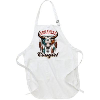 Arkansas Cowgirl Rodeo Western Country Longhorn Skull Full-Length Apron With Pockets