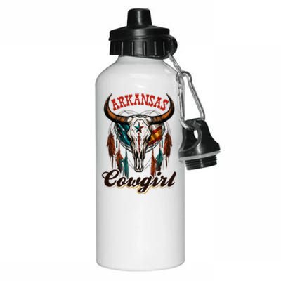 Arkansas Cowgirl Rodeo Western Country Longhorn Skull Aluminum Water Bottle