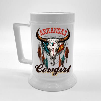 Arkansas Cowgirl Rodeo Western Country Longhorn Skull Beer Stein