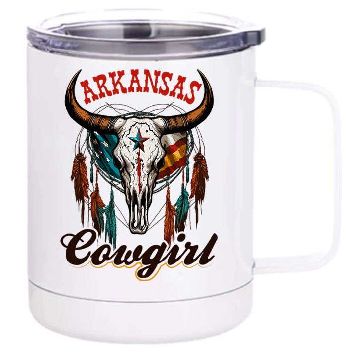 Arkansas Cowgirl Rodeo Western Country Longhorn Skull 12 oz Stainless Steel Tumbler Cup