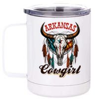 Arkansas Cowgirl Rodeo Western Country Longhorn Skull 12 oz Stainless Steel Tumbler Cup