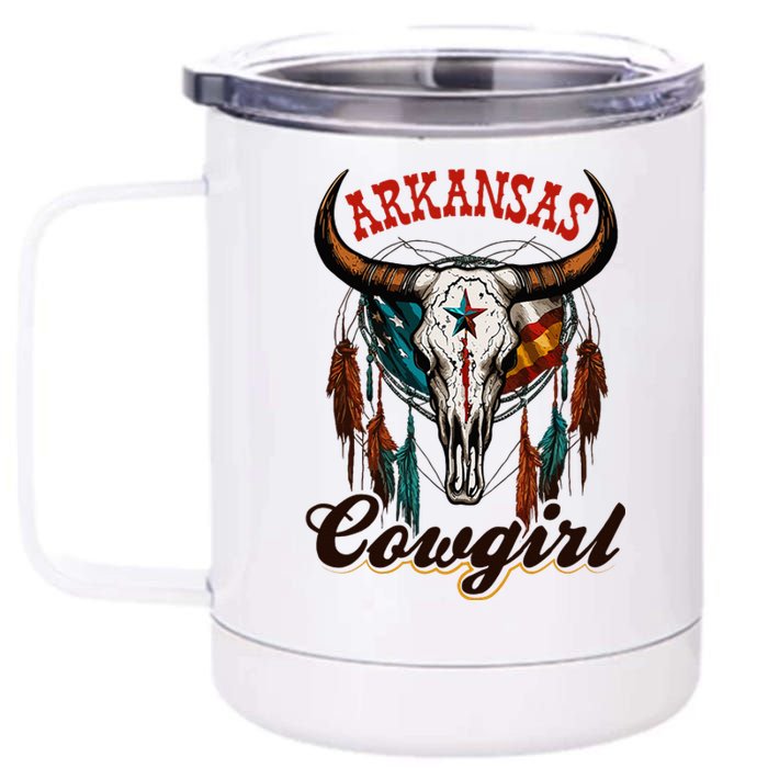 Arkansas Cowgirl Rodeo Western Country Longhorn Skull 12 oz Stainless Steel Tumbler Cup