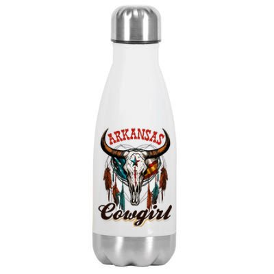 Arkansas Cowgirl Rodeo Western Country Longhorn Skull Stainless Steel Insulated Water Bottle